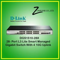 DGS1510-28x  28-Port Layer 3 Lite Smart Managed Gigabit Switch with 4 10G uplink