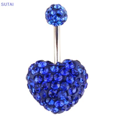 💖【Lowest price】SUTAI สะดือเจาะหัวใจ DROP dangle ท้องปุ่มแหวนคริสตัล zircon Body Jewelry