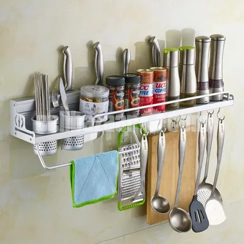Multifunctional Aluminium Kitchen Rack / Wall Hanging Kitchen Rack