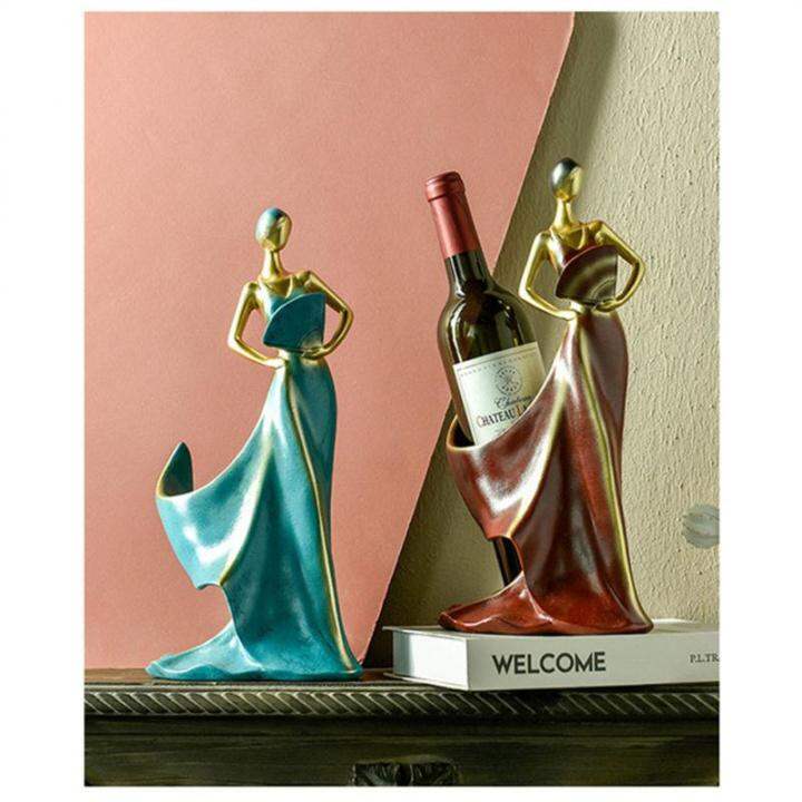 Livingmall Beauty Wine Rack Statue Ornaments Fan Girl Wine Bottle