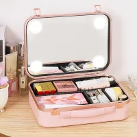 【CW】▫✻  Large Capacity with Mirror Storage Fashion Makeup for