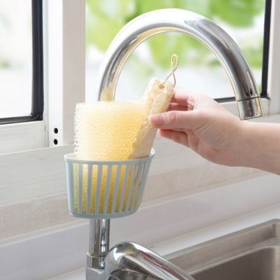 【CC】♀△  Small Tools Accessories Drain  Sink Plastic Hanging Basket Shelf Spout Holder Sponge Storage Faucet Rack