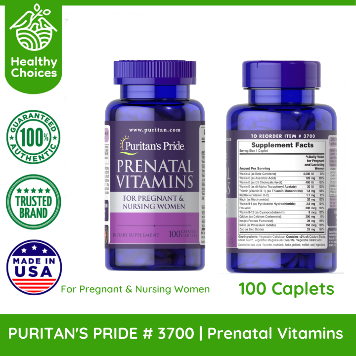 PURITAN'S PRIDE 3700 EXPIRY7/2025 Prenatal vitamins, 100 Caplets
