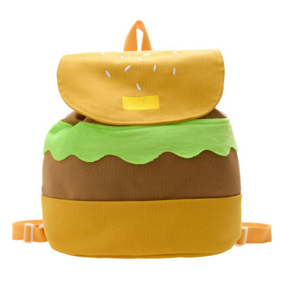 {พร้อม} กระเป๋าเป้สะพายหลังแฮมเบอร์เกอร์น่ารักสำหรับเด็กลำลองผ้าใบเด็กวัยรุ่น