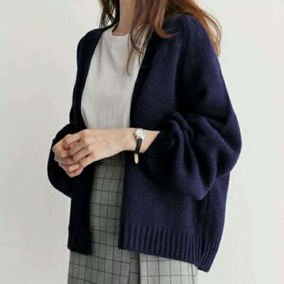 2020 Autumn New Korean chic Style Lazy Loose Short Knitted Cardigan Sweater Outerwear Student Women