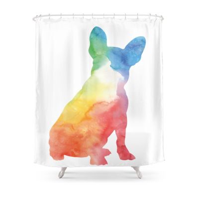 Watercolor Frenchie Shower Curtain With Hooks Home Decor Waterproof Bath Creative Personality 3D Print Bathroom Curtains