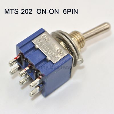 10ชิ้นสวิตช์ DPDT 6A สวิตช์ MTS-202 125V AC 6-Pin สวิตช์เปิด-เปิดมินิ31*13*12มม. สำหรับการเปลี่ยนมอเตอร์ไฟ