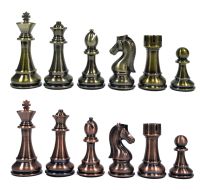 ตัวหมากรุกสากลZinc Alloy สีCopper+Brass  4 1/4" Kings Knight Series Resin Chess Set with Copper &amp; Brass Pieces