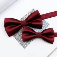 Colorful Solid Color Parent-Child Bowtie Set Classic Polyester Butterfly Satin For Father Son Party Dinner Wedding Accessory Boys Clothing