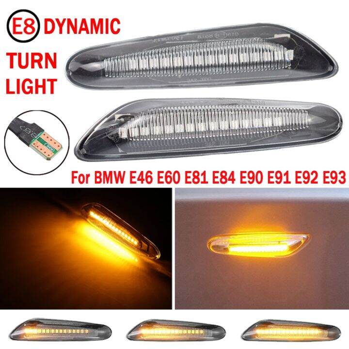 2ชิ้นสำหรับ-bmw-led-dynamic-ด้านข้างสัญญาณไฟเลี้ยวไฟกะพริบต่อเนื่องสำหรับ-e90-e91-e92-e93-e60-e87-e46-e82ไม่มีข้อผิดพลาด