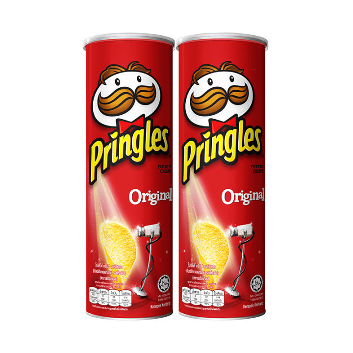 Pringles Potato Chips Original Flavor 107g x 2 Cans.พริงเกิลส์ มันฝรั่งทอดกรอบ รสดั้งเดิม 107 กรัม x 2 กระป๋อง