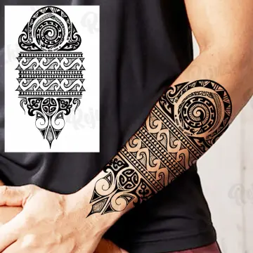 Cheap Military Maori Temporary Tattoos Sleeve For Men Adult Realistic Fake  Lion Samurai Tattoo Large Sticker Sexy Full Arm Tatoos