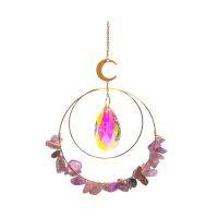 Suncatcher Gold with Crystals, Moon Celestial Themed, Light Reflection Crystals, Drop Gold Chain Design, Moon &amp; Stars