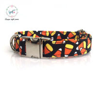 Cotton Halloween Pumpkin Bowtie Dog Collar Leash Set Soft Dog Collar Adjustable Buckle Pet Collar for Small Medium Large Dog