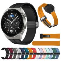 （Bar watchband）สายสายแบบพับแม่เหล็กซิลิโคน22มม. สำหรับ Huawei GT3สายโปรสำหรับ Watch3 Pro GT3 GT2 46มม. สายนาฬิกาแบบเปลี่ยนได้สำหรับ2e