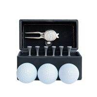 Caiton 11 Piece Golf Gift Set with 6 Golf Tacks 3 Golf Balls 1 Turf Restoration Tool Leather Case Set Golf Training Accessories