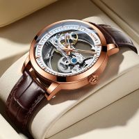 ⌚นาฬิกาข้อมือผู้ชายแบรนด์อัตโนมัติหรู Montre Homme นาฬิกากันน้ำหนังแฟชั่นนาฬิกากลไกผู้ชาย Reloj Hombre