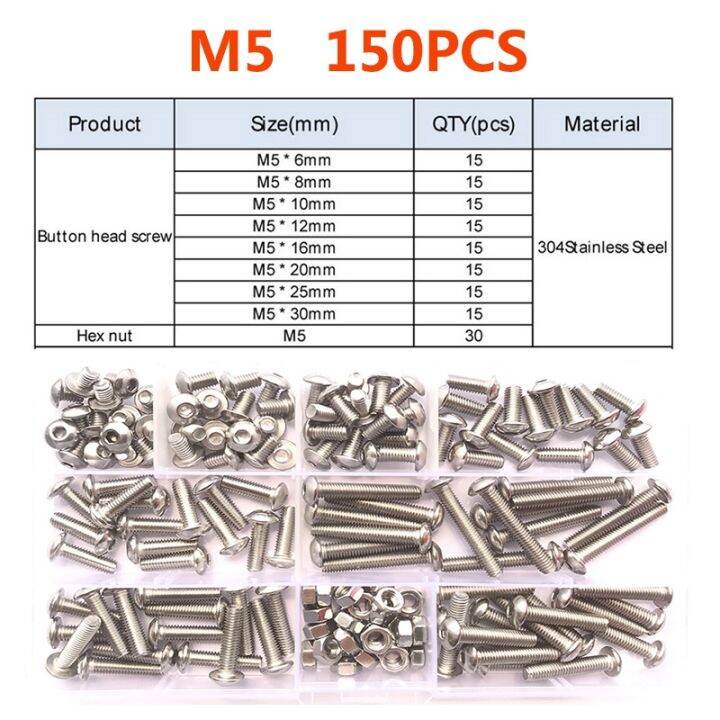 kit-sekrup-tutup-kepala-soket-tombol-hex-m2-m3-m4-m5-m6-304-sekrup-baja-tahan-karat-tombol-soket-hex-kepala-baut-allen-set-mur-sekrup