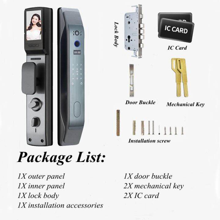 ประตูล็อคอัจฉริยะ-wifi-แอปรีโมทคอนโทรลรหัสผ่านสำหรับเก็บลายนิ้วมือการ์ด-ic-กุญแจอิเล็กทรอนิกส์ปลดล็อคอัตโนมัติด้วยภาพจากกล้อง