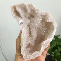 50-180มม. Batu Akik Putih Alami Geode Kristal Mentah Energi แร่ Penyembuhan Batu Durzy Mengajar Spesimen Hadiah Dekorasi Rumah