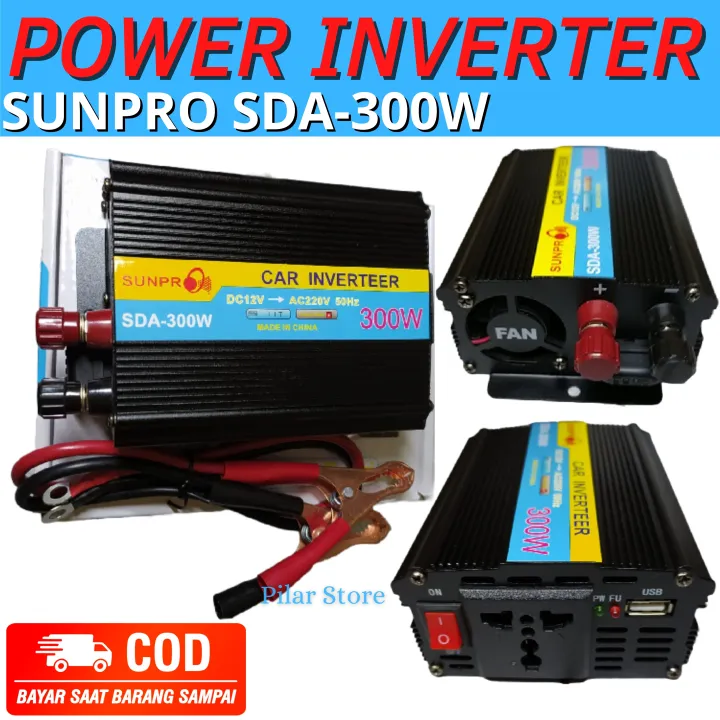 Power Inverter SUNPRO SDA-300W CAS AKI MULTIFUNGSI - Inverter AC TO DC