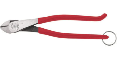Klein Tools D248-9STT Pliers, Ironworkers Diagonal Cutting Pliers with High-Leverage Design ad Split Ring for Tethering, 8-Inch , Red