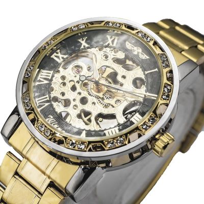 Winner Men Top Brand Luxury Transparent Fashion Diamond Luminous Gear Movement Male Mechanical Skeleton Royal Design Wrist Watch