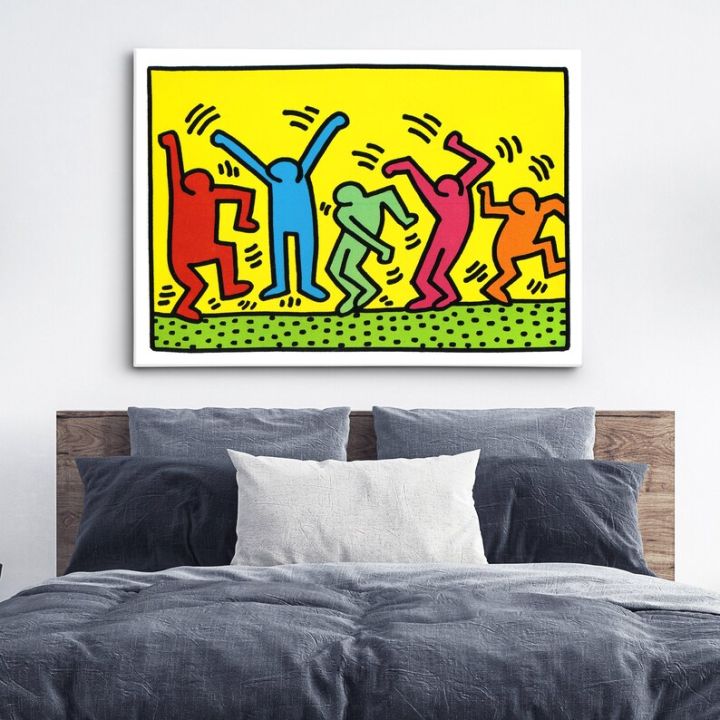 ศิลปะผ้าใบ Keith Haring Pop Art คุณภาพสูงทันสมัยภาพวาดแอปสแทรก์บนผ้าใบผนังโปสเตอร์พิมพ์ลายศิลปะตกแต่งผนังห้องสำนักงานบ้าน  | Lazada.Co.Th