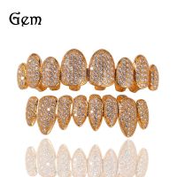 [COD] Factory direct Hiphop hip-hop gold braces European and alternative irregular 8-tooth canine micro-inlaid zircon