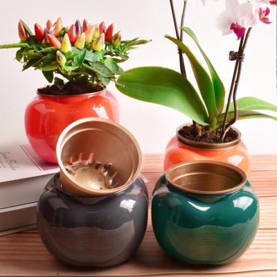 Decorative Flower Planters Plastic Pot With Water Container Decorative Plant Pots Garden Planters Plastic Flower Pots