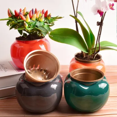 Plastic Pot With Water Container Flower Pots For Gardening Garden Planters Decorative Plant Pots Plastic Flower Pots