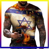 Lsrael Flag Collection การพิมพ์ 3 มิติฤดูร้อนผู้ชาย O คอเสื้อยืดแขนสั้นสบาย ๆ บวกขนาดเสื้อยืดแฟชั่นเสื้อยืดแฟชั่นเสื้อแฟชั่นผู้ชาย XS-5XL