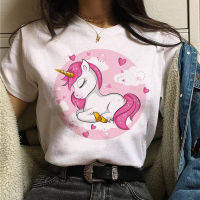 Unicorn Print Cartoon Womens T-shirt O-neck Ulzzang Harajuku Streetwear Tshirt Women Korean Grunge Casual Women T Shirt 6HPY