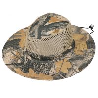 Topi Bucket สำหรับผู้หญิงหมวกแก็ปหมวกแก็ปปีกกว้างลายพรางกันแดดยูวีหมวกคาวบอยพับได้ชาวประมงตาข่ายระบายอากาศสปอร์ต W60หมวกแก๊ปตกปลา
