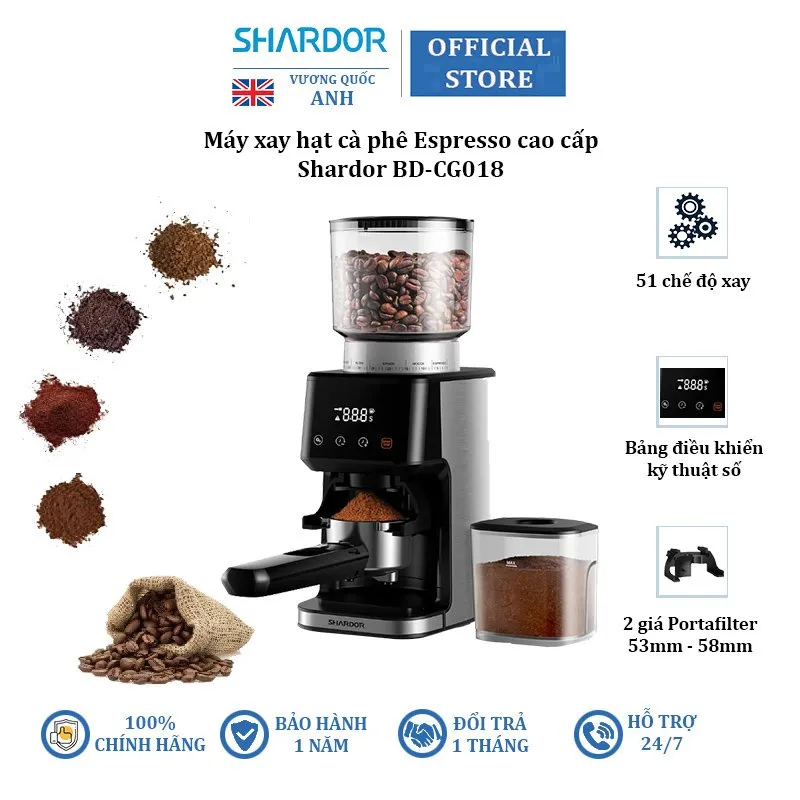 SHARDOR CG018 Conical Burr Coffee Grinder for Espresso,Touchscreen