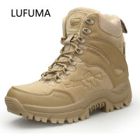 LUFUMA Mens Military boot Combat Mens Chukka Ankle Boot Tactical Big Size Army Boot Male Shoes Safety Motocycle Boots