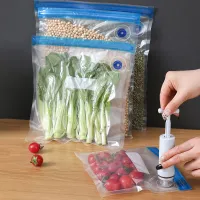 Reusable Vacuum Bags For Freezing Food Storage Seal Bags Set Zip Freezer Bag for Sous Sealing Clips