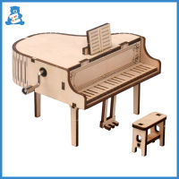 New piano shape Music Box Wood DIY 3D Puzzle Hand Cranked Piano Music Home Decoration Toys for children Birthday Gift