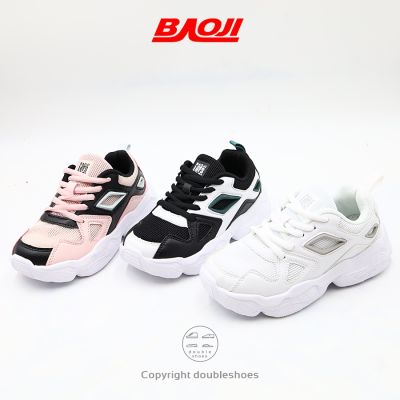 BAOJI [รุ่น GH867] ของแท้ 100% รองเท้าผ้าใบเด็ก รองเท้าวิ่ง (ดำขาว/ ขาว/ชมพู) ไซส์ 31-36