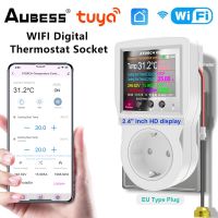 Tuya WiFi Digital Thermostat Smart Socket Incubator Temperature Controller Plug Outlet Timer Switch 16A AC220V For Heating Cool Ratchets Sockets