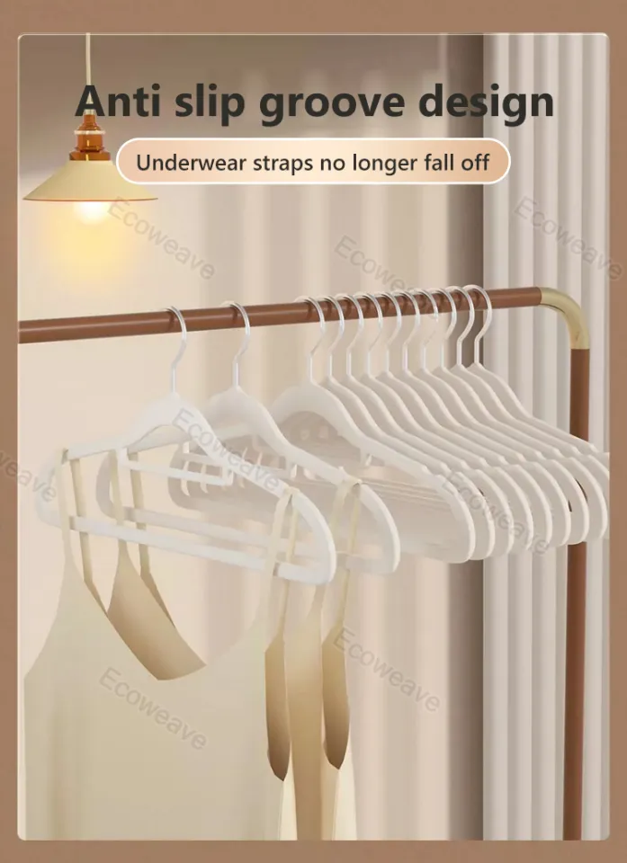 20pcs Simple Beige Velvet Hangers With Non-slip Felt, Sturdy Heavy Duty  Coat Hangers Space Saving, Rod Hook Rotate 360 Degrees