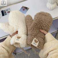 WILD นาฬิกาข้อมือสำหรับเด็กผู้ชาย,สุดหรู Kawaii Plush เต็มนิ้วหนาสไตล์เกาหลีถุงมือแขวนถุงมือฤดูหนาวสำหรับผู้หญิง