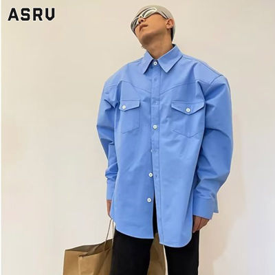 ASRV เสื้อเชิ้ตชาย เสื้อเชิ้ตผู้ชาย เสื้อเชิ้ตลำลองชาย shirts for men เชิ้ตผู้ชาย เสื้อเชิ้ตผู้ชายความรู้สึกการออกแบบที่หลากหลายเสื้อเชิ้ตสีทึบแขนยาวมีสไตล์