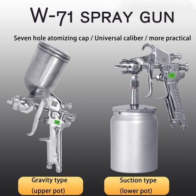 New 400/600ml Paint Spray Gun W-71 Pneumatic Paint Spray Gun Tool 0.8/1.0/1.3/1.5/1.8mm Paint Auto Aerograph Tool Gravity/Suctio