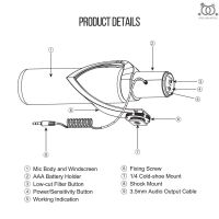 Spell-CoMica CVM-V30 PRO Super-Cardioid Directional Condenser Video Microphone Interview Mic with Wind Muff 3.