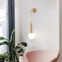 Modern Hanging Interior Wall Lamp Gold Black With 15cm Glass Lampshade Reading Led Lights Decoration for Bedroom Stairscase