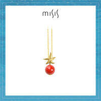 CI05747  [มิสซิส] สร้อยคอจี้รูปปลาดาวประดับหินปะการังสีแดง เจียระไนเหลี่ยมสวยงาม ตัวเรือนเงินชุบทอง - [miSiS]  Fortaleza Necklace