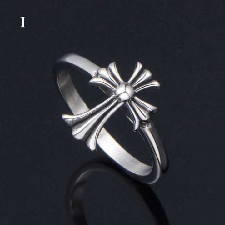 Jewelry Titanium Steel Retro Letter Ring Chrome Cool Hearts Rings I in US Size 5-9