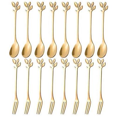 Dessert Spoon and Fork Set Cake Fork Coffee Spoon Creative Fruit Fork Stainless Steel