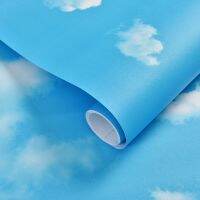 【New】3D Blue Sky White Cloud วอลล์เปเปอร์ไวนิล Self Adhered Wall สำหรับห้องนั่งเล่นห้องนอนตกแต่งผนังภาพวาดที่ถอดออกได้